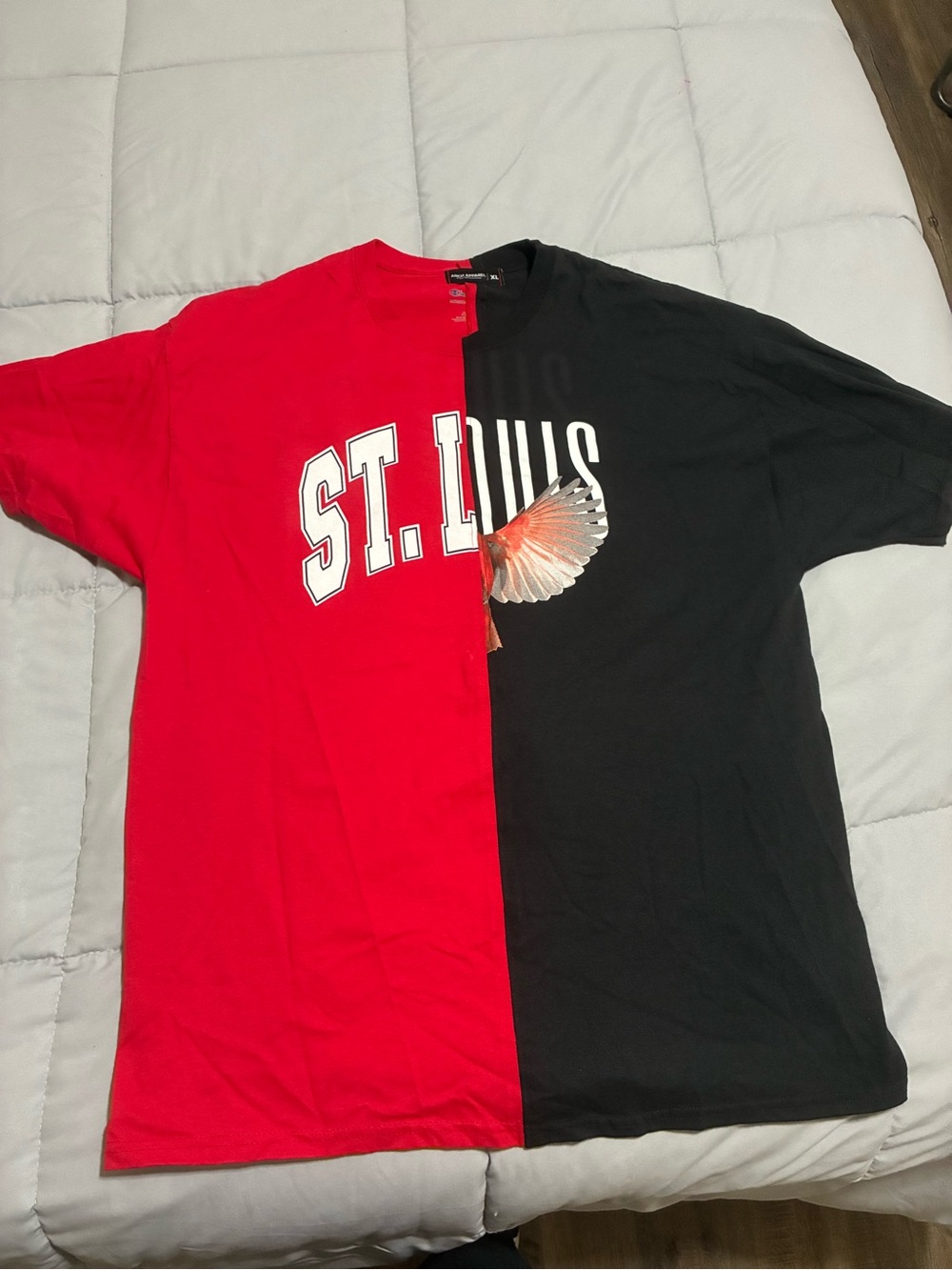 Split Red and Black 'St. Louis' Graphic Tee